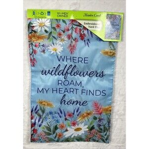 Meadow Creek Embroidered Yard Flag Wildflowers Home 11.5x18 Multicolor Home NEW